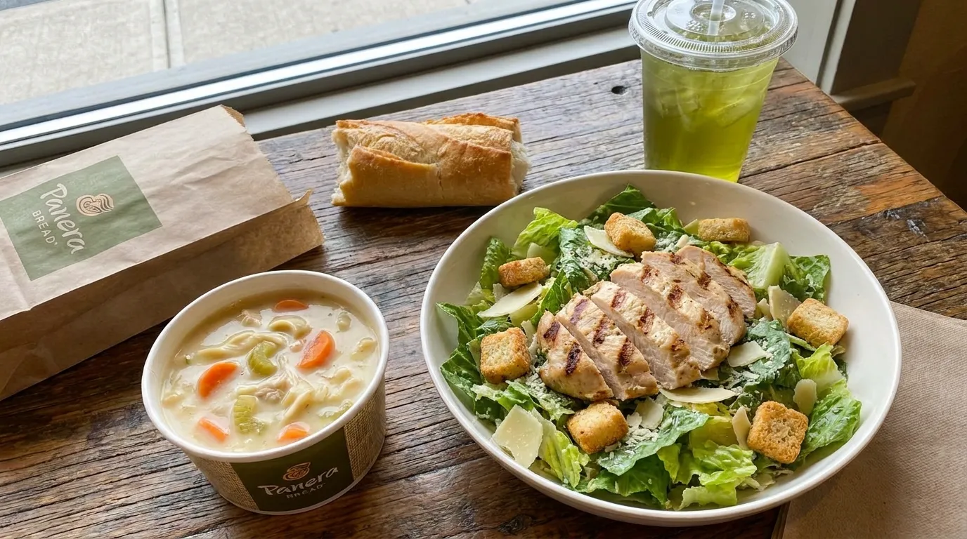 Panera Caesar Salad and Chicken Noodle Soup combo