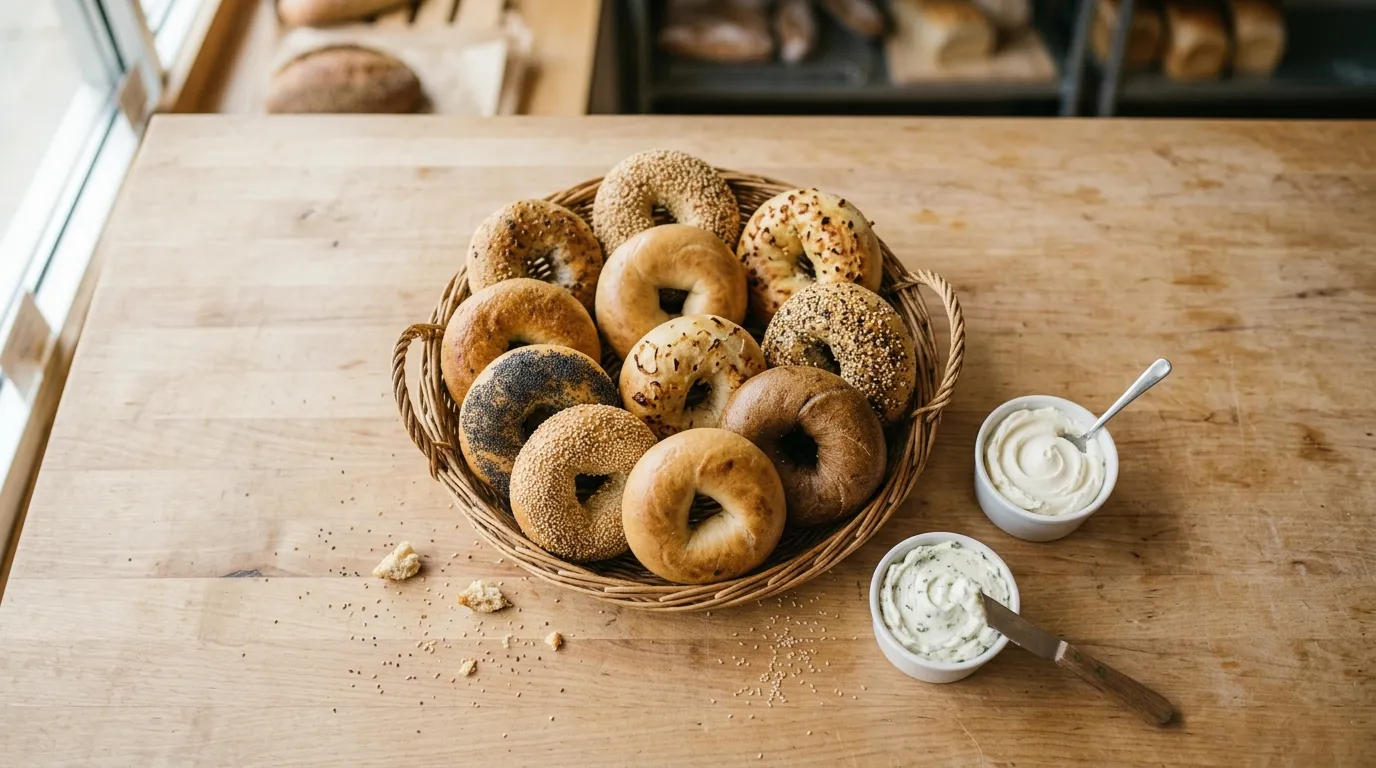 Panera Bagel Pack: Your choice of 13 bagels served with two tubs of cream cheese spreads. Serves 13.