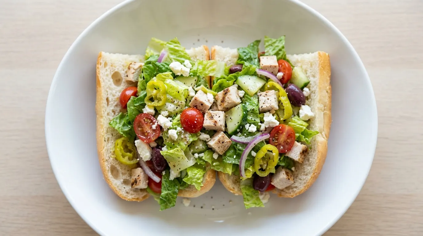 Panera Greek Salad Stuffer with Chicken with price and calories 2026 menu