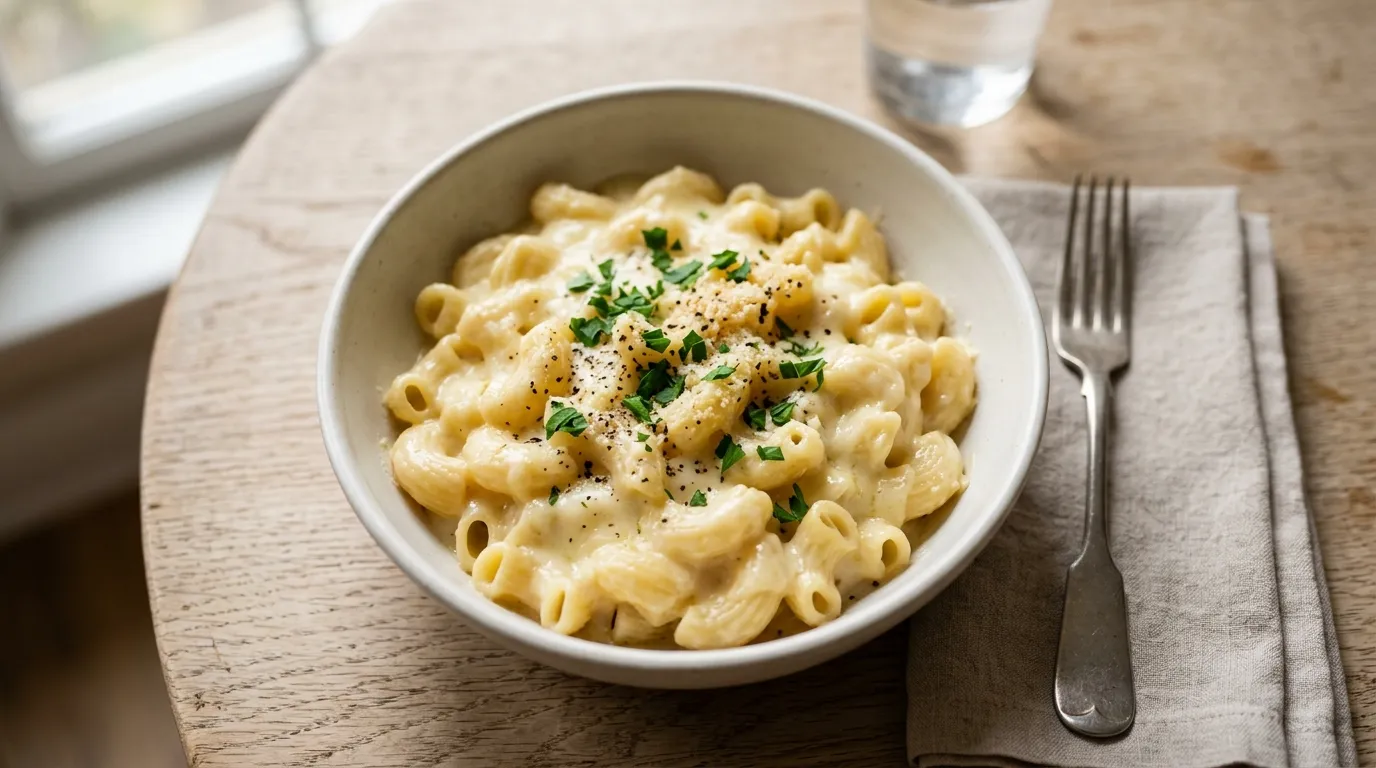 Panera Mac & Cheese - Group: Tender shell pasta in a blend of rich cheeses including Panera's tangy aged white cheddar cheese sauce. Serves 4.