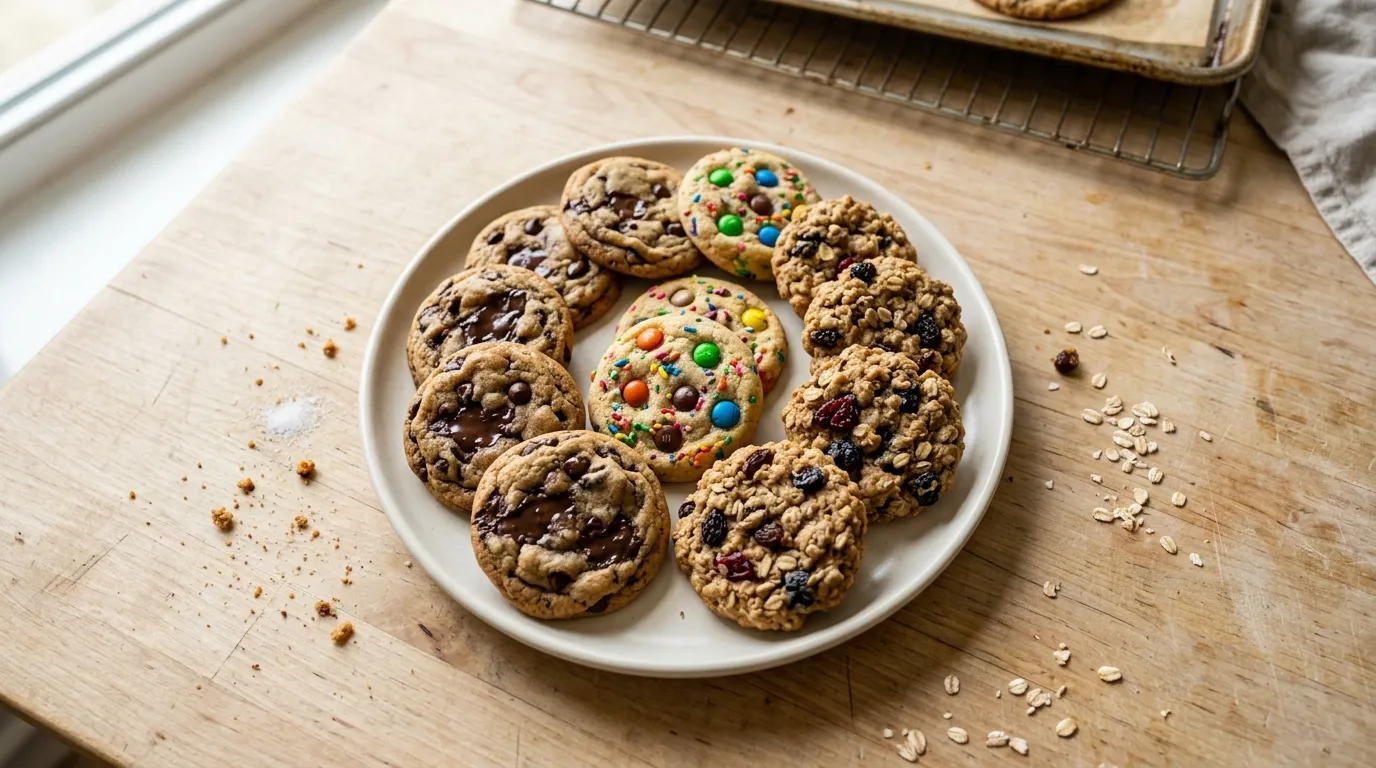 Panera One Dozen Mixed Cookies: 12 deliciously crafted cookies, made with 6 Chocolate Chipper Cookies, 3 Candy Cookies, and 3 Oatmeal Raisin with Berries Cookies.